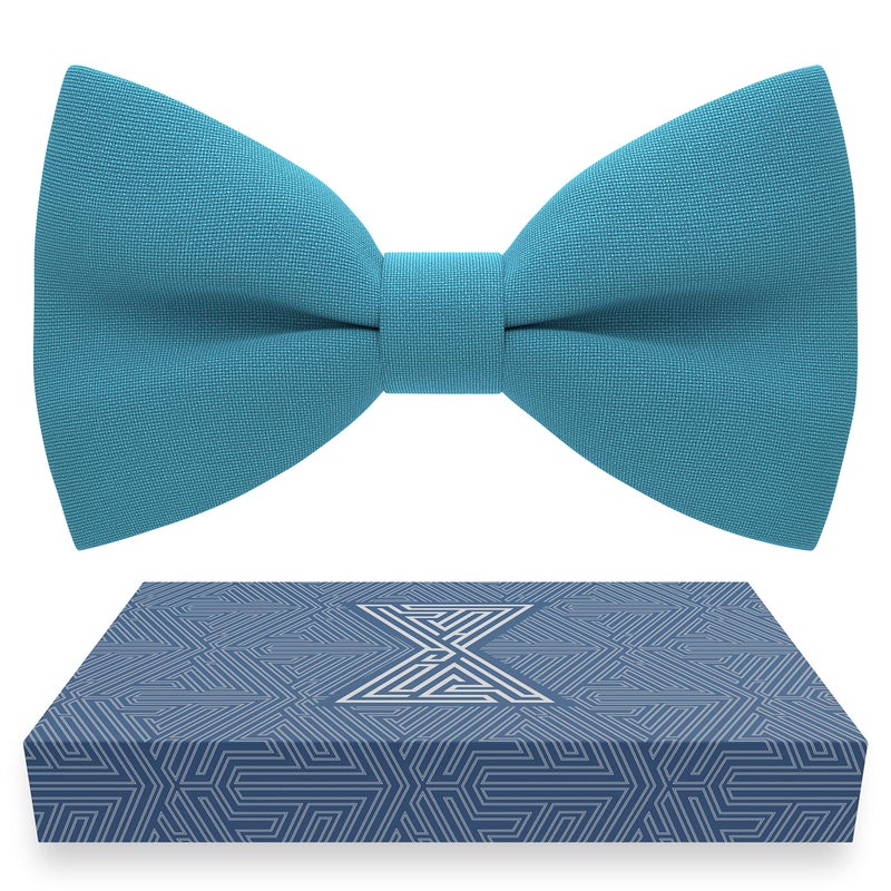Bow Tie House Men's Classic Pre-Tied Bow Tie Formal Solid Tuxedo (Large, Avalon Teal) - Image 1